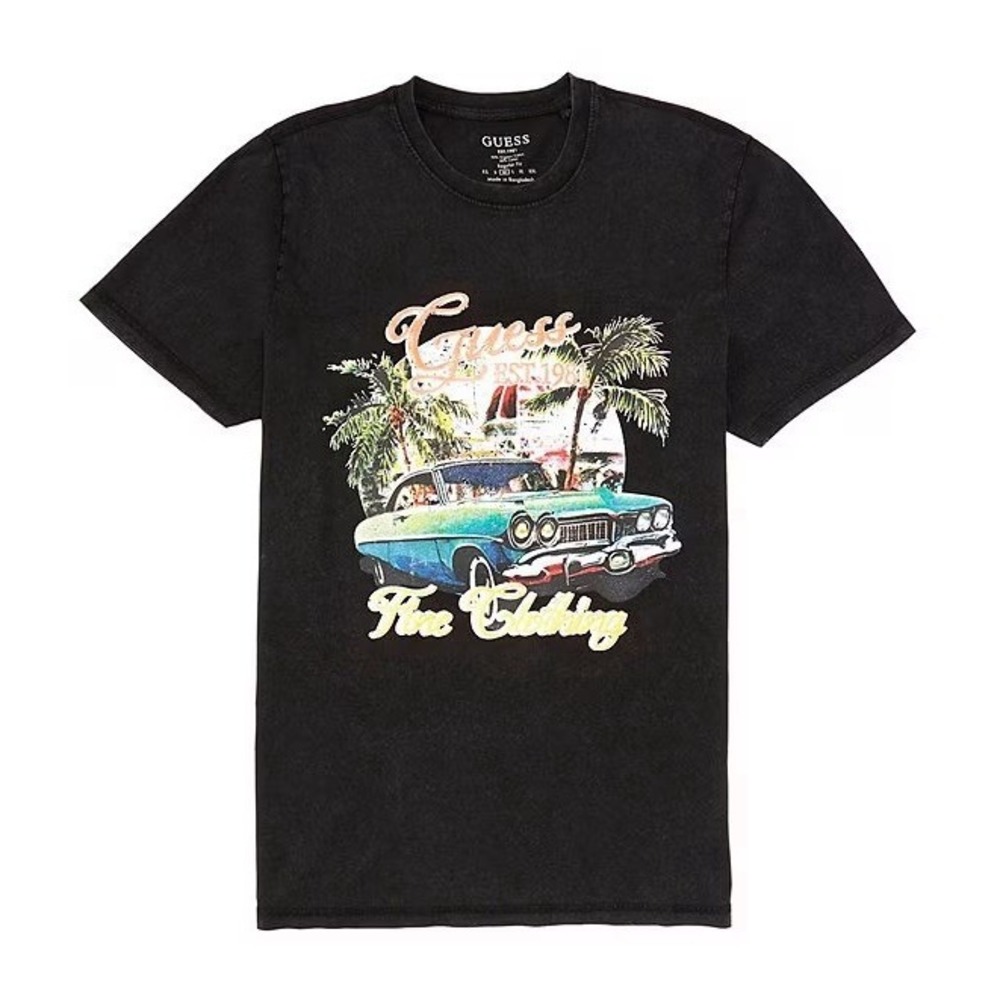 Men's GUESS Summer Car Short Sleeve Graphic T-Shirt Size XL